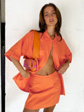 2025 Summer New Fashion Cotton Five-Sleeved Shirt Skirt Two Sets Of Commuter Leisure Suit 68HZ