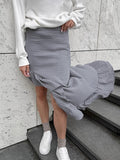 Autumn 2025 Women's Cotton High-End Sense Open Hundred Folded Lotus Side Fashion Casual Casual Casual Casual Skirt 68HZ