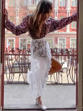 White Lace Lotus Side Jed Flower Commuting Skirt 2025 Spring And Summer Fashion New Ass Long Dress Girl 68HZ