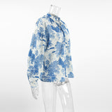 2025 Autumn New Fashion Collar Long Sleeve Loose Shirt With Casual Ladies National Style Printed Shirt 68HZ
