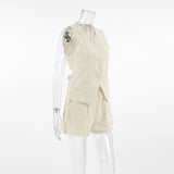 Cotton Commuting Style Casual Sleeveless Vest Shorts Set Summer Fashion Kaqi Women's Two-Set 68HZ