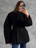 New Autumn And Winter Thick Hairs, Women's Niche Design Sense Of Pure Color Half-High Collar Small Fragrant Blouse 68HZ