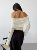 Spring And Summer Sexy Design Feeling A Word To Tie The Shoulder Sleeves Knitted T-Shirt Fashion Blouse Woman 68HZ
