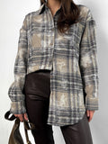 Spring 2025 New Pure Cotton In The Long Design Plaid Long Sleeve Shirt Fashion Shirt Women's Clothing 68HZ