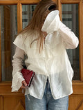 French Lotus Leaf Side Sky Silk Horn Horn Sleeve Lotus Leaf Shirt 2025 Spring And Summer Fashion New Top 68HZ