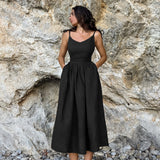 French Kaqi Cotton Canperable Sling High-Waisted Dress 2025 New Holiday Dress 68HZ