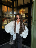 2025 New Horn Sleeve Collar Long-Sleeved Shirt Female Senior White Shirt Coat Spring Woman 68HZ