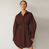 2025 Spring Women's Dress French Shirt With Waist Temperament Slim Long Sleeves Retro Niche Dress 68HZ