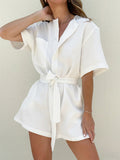 White Cotton Yarn French Light Luxury Jumpsuit 2025 New Autumn Fashion Women's Shorts 68HZ