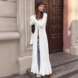 Women's Clothing 2025 Autumn And Winter Long Buckle Knitted French Single-Dlong High-End Open Lotus Leaf Dress 68HZ
