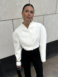 New 2025 Autumn Fashion Temperament Simple V-Neck Cutter Long-Sleeved Short Coat Woman 68HZ