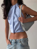 Hottie Style Short-Term Drawback Hanging Neck Stripe Sling Belt 2025 New Summer Vest Woman 68HZ