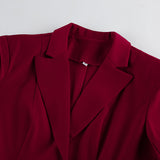 Autumn And Winter Vintage Wine Red Small Suit Trousers Two Sets Of Women's First Thin Commuting Suit Suit 68HZ