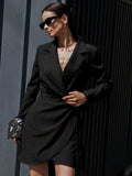 Autumn And Winter Fashion Women's Commuting Professional Dress French Body-Fits-Up Black Long-Sleeved Suit Dress 68HZ