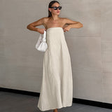 French Kaqi Cotton Thigh Braided High-Waisted Dress Open Back 2025 Summer New Long Dress Woman 68HZ