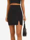 Wildberries Spring New Sexy Black Open-Forked High-Waisted Hip Skirt 2025 Fashion Woman 68HZ