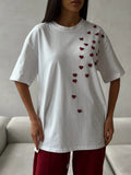 Three-Dimensional Love Love Short-Sleeved T-Shirt Women's Summer Round Collar Small New Design Lazy Top 68HZ