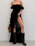 Summer New White Sky Collar Collar Leaf-Side Dress 2025 Fashion Dress 68HZ