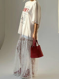 Spring And Summer New Loose Lace Jaclace High Waist Skirt 2025 Fashion Commuting Long Dress 68HZ