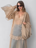 Ki-Color Autumn And Winter New Bat Sleeve Dress 2025 Fashion Sunscreen Hooded Dress Woman 68HZ