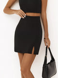 Wildberries Spring New Sexy Black Open-Forked High-Waisted Hip Skirt 2025 Fashion Woman 68HZ