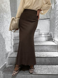 Temperament Commuting High-Waist Brown Fashion Skirt 2025 Autumn New Suit Long Dress Girl 68HZ