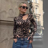 Fashion Leopard Print Hole Design Repair Body Dressing In The Spring And Summer New Commuter Style Women's Clothing 68HZ