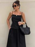 Black Cotton Sleeveless Sling Dress Suit 2025 Spring And Summer Fashion New Two-Piece Women 68HZ