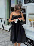 Summer Leisure Design Sense Collar Bow Tie With Chest-Swab Dress Temperament Commuting Short Dress Woman 68HZ