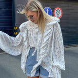 Autumn Design Sense Gentle Small Broken Lotus Edge Tied With Chiffon Top Woman 2025 New French Shirt 68HZ