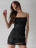 Black Sexy Hottie Flower Sleeveless Sling Dress 2025 Summer Fashion New Short Dress Woman 68HZ