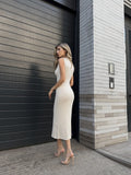 Temperament Solid-Colored Vest Dress Summer New Polo Collar Sweater Dress Tight Waist Thin Knit Dress 68HZ