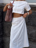 White Cotton Collar Collar Umbilical Vest Dress Set 2025 Summer Fashion New Two-Piece Women 68HZ