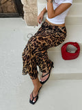 Vintage Fashion Summer Classic Leopard Mid-Rise And Ground Skirt 2025 Body-In-Law Half-Dressed Women's Dress 68HZ