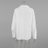 Casual Sexy Loose-Fitting Long-Sleeved White Cardigan Shirt Summer Cotton Shirt Woman 68HZ
