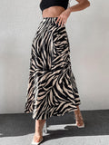 High Waist Slim Slim Zebra A Swing Skirt Mid-Dress 2025 Autumn And Winter Fashion New Women's Dress Dress 68HZ