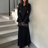 Autumn Fashion Commuting Explosion Brown Suit Sexy V-Neck Long Sleeves Cuscult Temperament Fishtail Dress Suit Woman 68HZ
